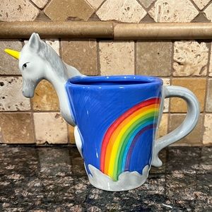 ThinkGeek Unicorn 16oz. 3D Ceramic Mug - Rainbow Multi-Color